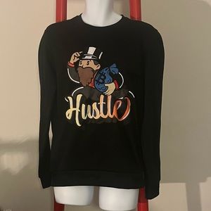TRACK 23 Monopoly Man HUSTLE Crew Neck Sweatshirt X Size : Medium